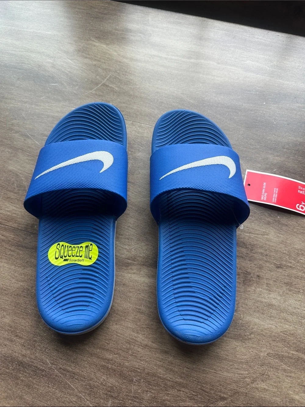 Kids Nike Kawa Slides Hyper Cobalt and White - 6y